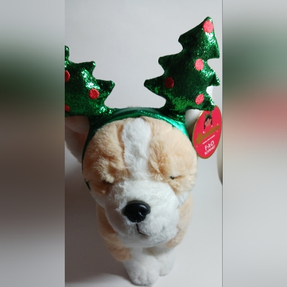 F.AO. Schwartz Sparklers wear & share Corgi w/removable tree headband plush  - Picture 6 of 6